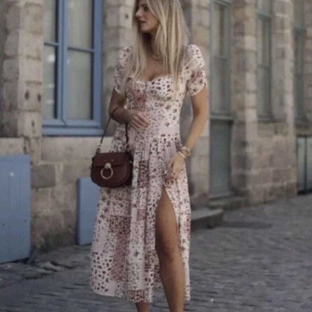 Zara Patchwork Print Midi Dress - Floral, Size L